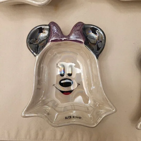 Disney Mickey & Minnie Mouse Ghost Set Of 4 Iridescent Measuring Cups - New - Picture 6 of 8